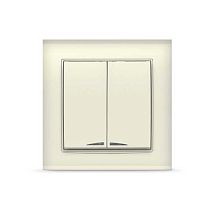 Выключатель двухклавишный с подсветкой Бриллиант, скрытой установки, 10А, 220В слоновая кость UNIVERSAL