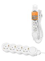 Удлинитель бытовой "Люкс" с выкл., 4 гнезда, 5 м, с/з, с з/ш, ПВС 3х1 мм2, 16 А, 250 В, 3500 Вт TDM У1-43059
