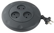 Удлинитель электрический ЭРА без заземления 3 розетки 3м 2x0,75 10А, Чёрный, UR-3-3m-B