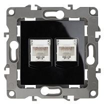 Розетка ЭРА 12 12-3108-06 чёрный информационная 2XRJ45 двойная