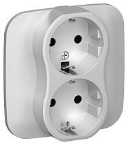 FLITE Розетка 2-местная с заземлением без защитных шторок безвинтовое крепление 16А РС12-1-А-ФлА алюминий IEK