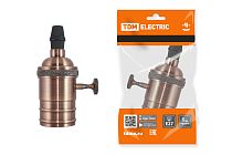 Патрон подвесной Е27 с выключателем, металлический "Лофт", медь  TDM