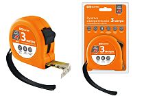 Рулетка, длина 3 м, стальная лента, ширина 16 мм, прорезиненное покрытие, магнит, "Рубин"  TDM