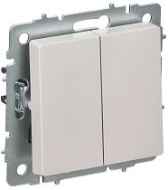 BRITE Выключатель 2-клавишный перекрестный 10А ВС10-2-3-БрЖ жемчуг IEK