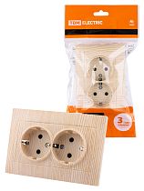 Розетка двойная 2П+З 16А 250В с защ. шт. сосна "Лама"  TDM