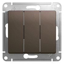 Glossa Шоколад Выключатель 3 клавишный сх.3, 10AX Systeme Electric (Schneider Electric) Glossa Шоколад Выключатель 3 клавишный сх.3, 10AX Systeme Electric (Schneider Electric)