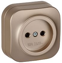 GLORY Розетка 1-местная для открытой установки без заземления без защитных шторок 10А РС20-2-ХШм шампань матовый IEK