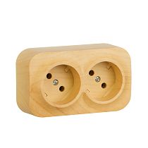 QUTEO Розетка 2-местная для открытой установки без заземления без защитных шторок с предварительным подключением 16А дерево