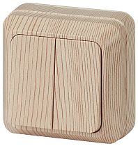 Выключатель Intro Quadro 2-104-11 двухклавишный 10А-250В IP20 ОУ сосна