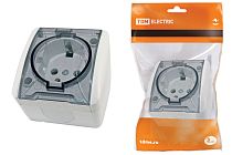 Розетка 2П+3 открытой установки IP54 16А с прозрачной крышкой белая "Селигер"  TDM