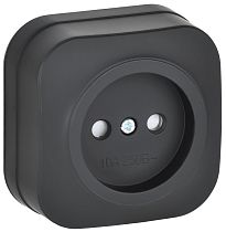 GLORY Розетка 1-местная для открытой установки без заземления с защитными шторками 10А РСш20-2-ХЧм черный матовый IEK