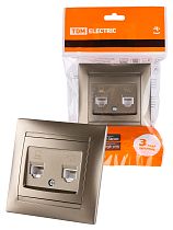 Розетка телефонная RJ11 + компьютерная RJ45 бронза "Лама"  TDM
