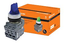 Переключатель на 2 положения с фиксацией M2SS1-21L короткая ручка(LED) d22мм/220B 1з+1р синий  TDM