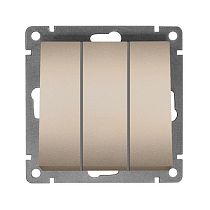 Выключатель трехклавишный UNIVERSAL серия "Афина", скрытой установки, 10А, 220В, шампань (еврослот)