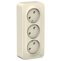 Blanca открытая установка с изолированной пластиной Молочный Розетка тройная без заземления 16А Systeme Electric (Schneider Electric)