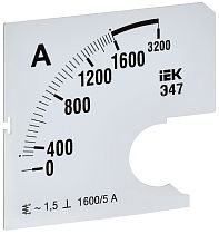 Шкала сменная для амперметра Э47 1600/5А класс точности 1,5 72х72мм  IEK Шкала сменная для амперметра Э47 1600/5А класс точности 1,5 72х72мм  IEK