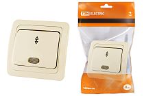 Переключатель на 2 направления с подсветкой 10А сл. кость "Валдай"  TDM