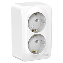 Blanca открытая установка с монтажной пластиной Белый Розетка двойная с заземлением со шторками 16А Systeme Electric (Schneider Electric)