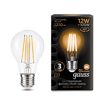 Лампа Gauss Filament А60 12W 1200lm 2700К Е27 LED 1/10/40 Лампа Gauss Filament А60 12W 1200lm 2700К Е27 LED 1/10/40