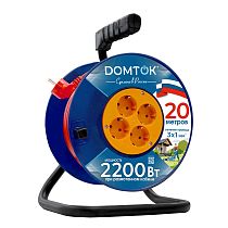 Удлинитель сил. на катушке "DOMTOK" 4гн., ПВС 3*1, 2,2кВт, з/к 20м