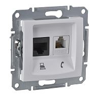 SEDNA РОЗЕТКА ДВОЙНАЯ КОМП.+ТЕЛЕФОННАЯ. RJ11+RJ45, кат.5е, неэкр. UTP, БЕЛЫЙ SEDNA РОЗЕТКА ДВОЙНАЯ КОМП.+ТЕЛЕФОННАЯ. RJ11+RJ45, кат.5е, неэкр. UTP, БЕЛЫЙ