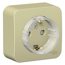 Blanca открытая установка с изолированной пластиной Бежевый Розетка с заземляющим контактом со шторками, (тонкая) 16А Systeme Electric (Schneider Electric)