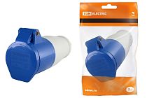 Розетка 233 переносная 2Р+РЕ 63А 220В IP54  TDM Розетка 233 переносная 2Р+РЕ 63А 220В IP54  TDM