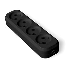 Колодка 4 гнезда без заземления AБС-пластик черный UNIVERSAL