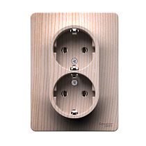 Glossa Сосна Розетка двойная с заземлением, 16А, в сборе Systeme Electric (Schneider Electric)