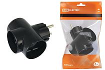 Тройник 3х2П 16А 250B черный  TDM