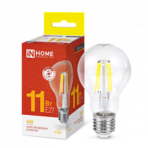 Лампа светодиодная LED-A60-deco 11Вт 230В Е27 3000К 1160Лм прозрачная IN HOME Лампа светодиодная LED-A60-deco 11Вт 230В Е27 3000К 1160Лм прозрачная IN HOME