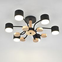 Люстра под лампу General  GCHL-6GX53-M Черная+Дерево Альберо