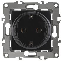 Розетка ЭРА 12 12-2102-06 16А 250В чёрный с заземлением со шторками