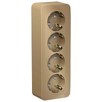 Blanca открытая установка с изолированной пластиной Титан Розетка 4-ая с заземлением со шторками 16А Systeme Electric (Schneider Electric)