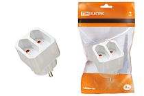 Блок на 2 гнезда 2П 2,5 А 250 B под плоскую вилку белый  TDM