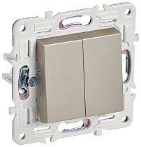 SKANDY Выключатель 2-клавишный проходной 10А SK-V05Sh шампань IEK