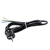 Шнур сетевой с вилкой ЭРА с заземлением 1,5м ПВС 3x1,5, Чёрный, U-3x1,5-1,5m-B
