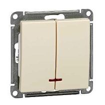 Wessen 59 слоновая кость Выключатель 2 клавишный  с подсветкой 10АХ Systeme Electric (Schneider Electric)