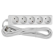 Удлинитель бытовой General GES-10-2x075-5-5m, 10А, 2х0,75 мм2, 5 мест, 5 метров, без заземления, без вылючателя