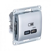 Glossa Алюминий Розетка USB тип-C 65W высокоскор.заряд. QC, PD, механизм Systeme Electric (Schneider Electric)