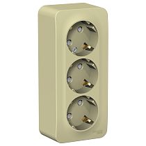 Blanca открытая установка с изолированной пластиной Бежевый Розетка тройная с заземляющим контактом со шторками 16А Systeme Electric (Schneider Electric)