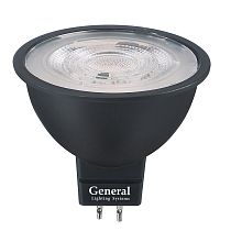 Лампа Светодиодная General GLDEN-MR16-7-230-GU5.3-4500 Диффузор 60 градусов Черный корпус 1/10/100