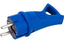 Вилка UNIVERSAL с ушком c/з каучук 16А 250В IP44 (еврослот) синий.