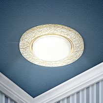 Светильник встраиваемый ЭРА DK80 WH/GD под лампу GX53 220V 13W белый/золото