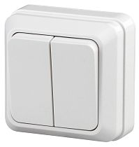 Выключатель Intro Quadro 2-104-01 двухклавишный 10А-250В IP20 ОУ белый