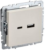 Розетка BRITE USB A+C 18Вт РЮ11-1-БрКр бежевый IEK Розетка BRITE USB A+C 18Вт РЮ11-1-БрКр бежевый IEK