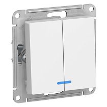 AtlasDesign Белый Выключатель 2-клавишный с подсветкой  сх.5а, 10АХ Systeme Electric (Schneider Electric)