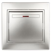 Выключатель ЭРА Intro Plano 1-102-03 10А 250В алюминий одноклавишный с подсветкой