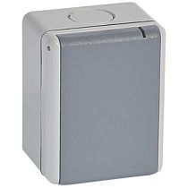 Розетка Legrand Plexo 055875серый одинарная с заземлением 3К+З 32А 400В винт. зажим наружный монтаж в сборе IP44 Legrand