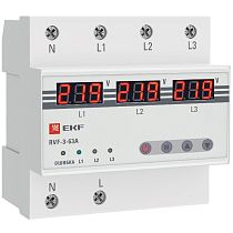 Реле выбора фаз с дисплеем RVF-3-63А EKF PROxima Реле выбора фаз с дисплеем RVF-3-63А EKF PROxima